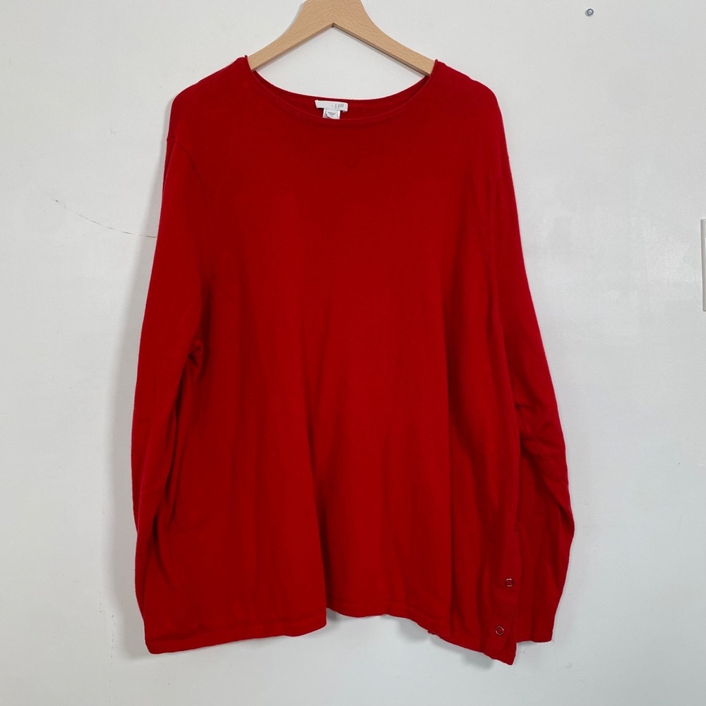 J Jill Womens Pullover Sweater Size 4X Side Snap Nautical Classic Cotton Blend